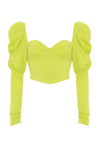 Picture of Puff Sleeve Corset Crop Top 