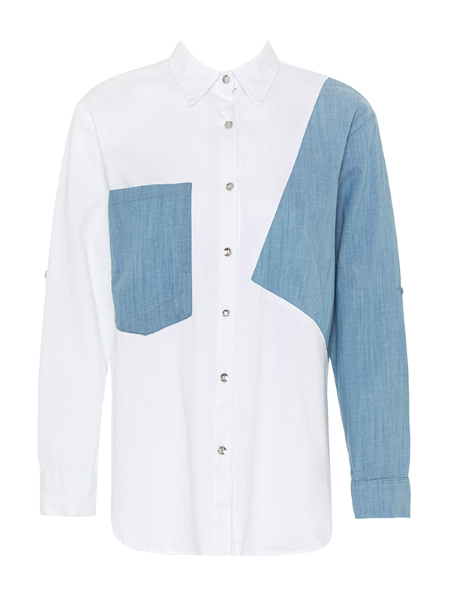 Long Sleeve Shirt -White and Denim