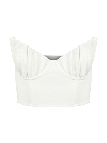 Pleated Strapless Corset -White