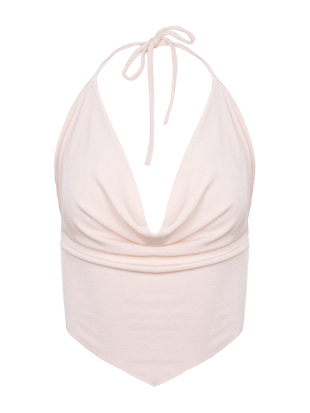 Eyesome | Cream Plunge Neck Halter Crop Top