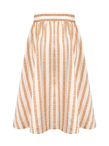 Eyesome | Striped Maxi Skirt -Tan and White